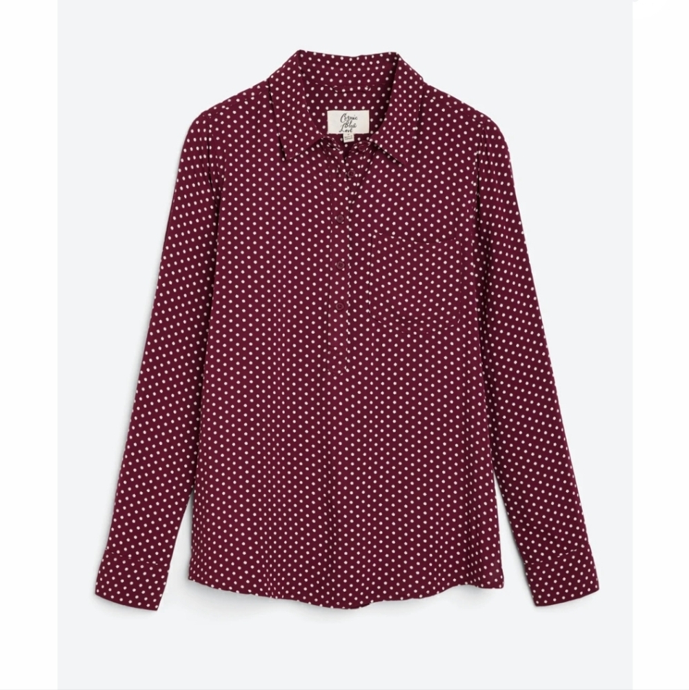 Women's Burgundy Polka Dot Blouse, S